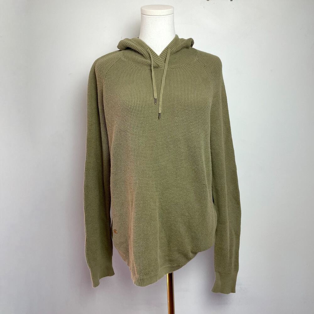 Lauren Ralph Lauren Sweater Hoodie Medium Waffle‎ Knit Cotton Granola Earthy